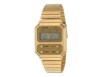 Pre-owned Casio Vintage Digital Unisex A100weg9adf Watch In Resin In Brown