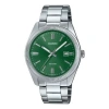 Casio Vintage Stainless Steel Band 50-meters Water Resistance 'silver Green' In Metallic