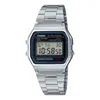 Casio Vintage Water Resistant Stainless Steel Band Led Light 'silver' In Metallic