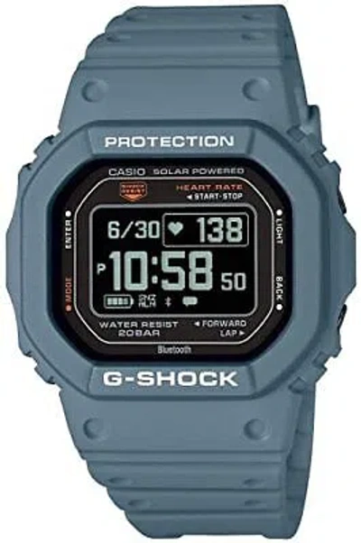 Pre-owned Casio Watch G-shock Domestic G-squad Heart Rate Monitor With Bluetooth Dw-h 165 In Pale Blue