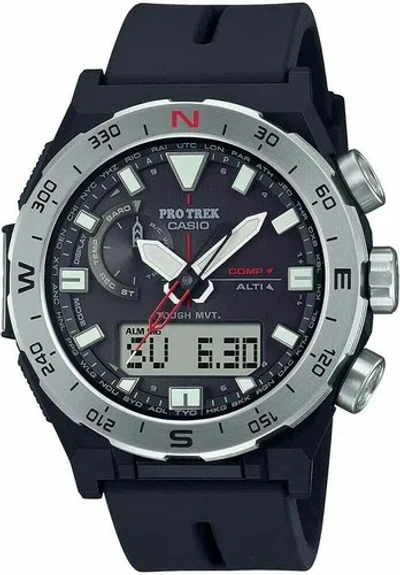 Pre-owned Casio Watch Protrek Climber Line Compass Radio Solar Prw-6800-1jf Men's Black