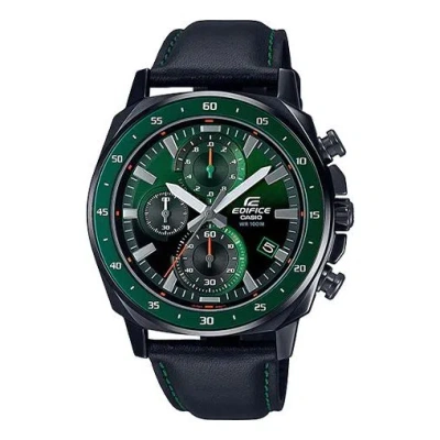 Casio Waterproof Edifice Mens Blackgreen Analog In Blue