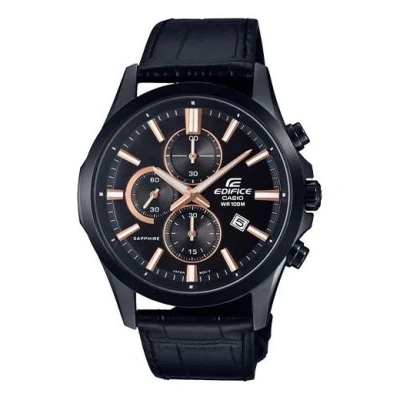 Casio Waterproof Edifice Sapphire Crystal Quartz Mens Black Analog