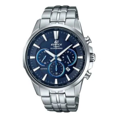 Casio Waterproof Edifice Sapphire Crystal Solar Powered Mens Blue Analog In Metallic