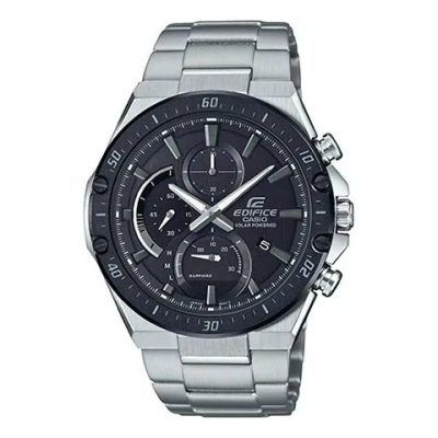 Casio Waterproof Edifice Sapphire Crystal Solar Powered Mens Silver Analog