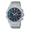 Casio Waterproof Edifice Sapphire Crystal Solar Powered Mens Silver Analog In Metallic