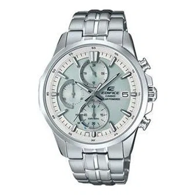 Casio Waterproof Edifice Sapphire Crystal Solar Powered Stainless Steel Strap Mens White Analog