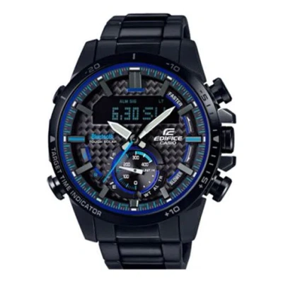 Casio Waterproof Edifice Sports Solar Powered Stainless Steel Strap Mens Black Analog/digital Combo