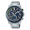 Casio Edifice Waterproof Sapphire Crystal Solar Powered Sports Mens Silver Analog