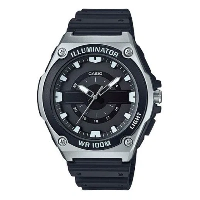 Casio Waterproof Mens Silverblack Analog In Blue