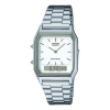 Casio Waterproof Stainless Steel Strap Mens Silver Analog/digital Combo
