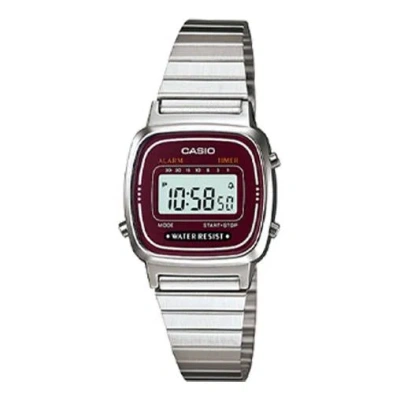 Casio Waterproof Mens Wine Red Digital In Metallic