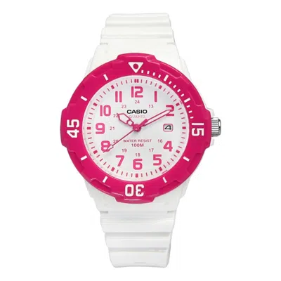 Casio Waterproof Pink/white Analog In Yellow