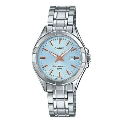 Casio Waterproof Quartz Blue Analog In Metallic