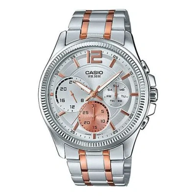 Casio Waterproof Quartz Mens Silver Analog In Metallic