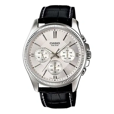 Casio Waterproof Quartz Mens White Analog In Black