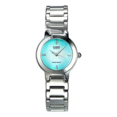Casio Waterproof Quartz Simulate Gradient Green Dial 25mm Stainless Steel Strap Watch Silver Analog In Neutral