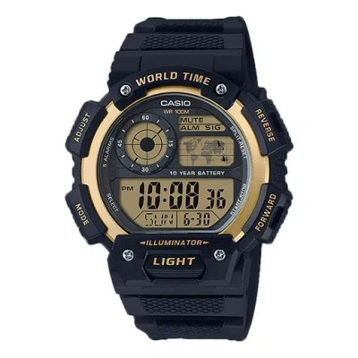 Casio Waterproof Quartz Sports Mens Black/gold Digital