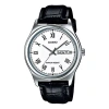 Casio Waterproof Quartz White Dialblack Strap Mens Whiteblack Analog