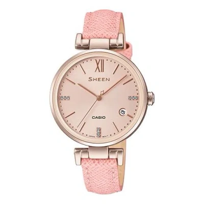 Casio Waterproof Sheen Quartz Sapphire Crystal Pink Analog