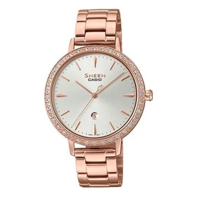 Casio Waterproof Sheen Quartz Sapphire Crystal Rose Gold Analog
