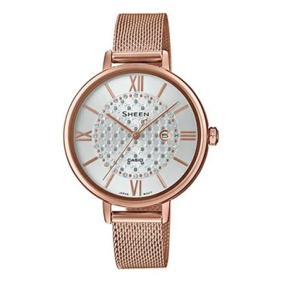 Casio Waterproof Sheen Quartz Sapphire Crystal Rose Gold Analog