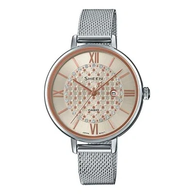 Casio Waterproof Sheen Quartz Sapphire Crystal Silver Analog In Metallic