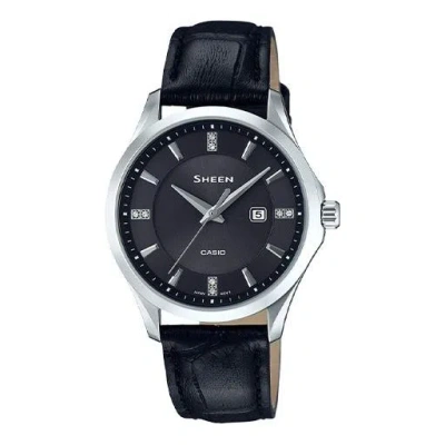 Casio Waterproof Sheen Sapphire Crystal Solar Powered Black Analog
