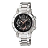 Casio Waterproof Sheen Sapphire Crystal Solar Powered Stainless Steel Strap Black Analog In Metallic
