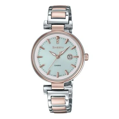 Casio Waterproof Sheen Sapphire Crystal Solar Powered Stainless Steel Strap Quartz Rose Gold Analog