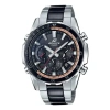 Casio Waterproof Solar Powered Edifice Unisex Mens Silver Analog In Metallic