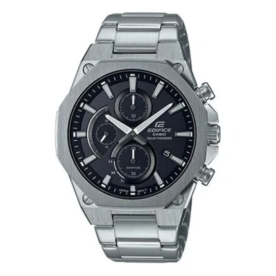 Casio Waterproof Sports Edifice Solar Powered Mens Black Analog In Metallic