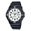 Casio Waterproof Sports Quartz Shockproof Mens White Analog In Black
