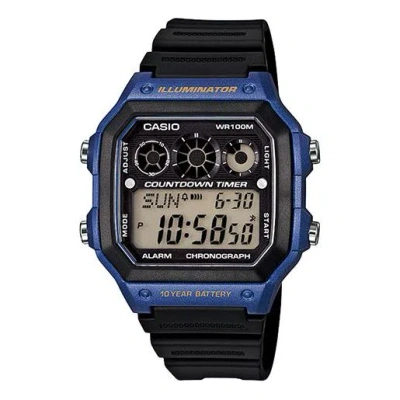 Casio Waterproof Sports Shockproof Mens Black/blue Digital