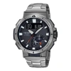 Casio Waterproof Sports Solar Powered Mens Silver Analog/digital Combo In Metallic