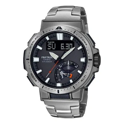 Casio Waterproof Sports Solar Powered Mens Silver Analog/digital Combo In Metallic