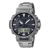 Casio Waterproof Sports Solar Powered Shockproof Mens Gray Analog In Metallic