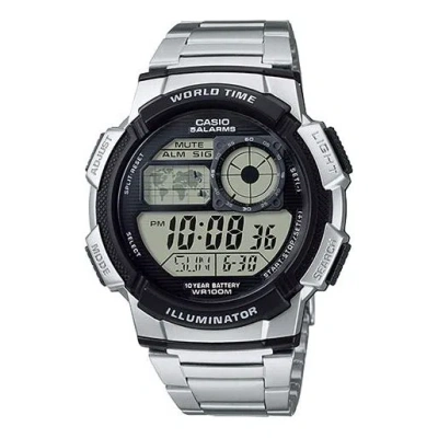 Casio Waterproof Sports Stainless Steel Strap Mens Black Digital In Metallic