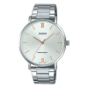 Casio Waterproof Stainless Steel Silver Quartz Unisex Mens White Analog In Metallic