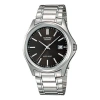 Casio Waterproof Stainless Steel Strap Black Dialsilver Strap Mens Blacksilver Analog In Metallic