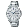 Casio Waterproof Stainless Steel Strap Mens Silver Analog In Metallic