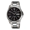 Casio Waterproof Stainless Steel Strap Mens Silverblack Analog