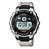 Casio Waterproof Stainless Steel Strap Mens Silverblack Digital In White