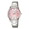 Casio Waterproof Stainless Steel Strap Pink Analog In Metallic