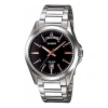 Casio Waterproof Stainless Steel Strap Quartz Mens Black Analog In Metallic