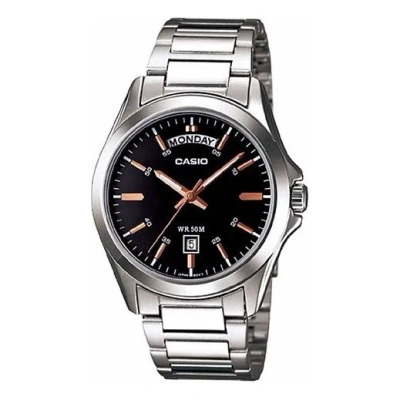 Casio Waterproof Stainless Steel Strap Quartz Mens Black Analog