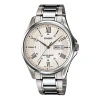 Casio Waterproof Stainless Steel Strap Quartz Mens Silver Analog In Metallic