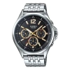 Casio Waterproof Stainless Steel Strap Unisex Black Dial Strap Mens Black Analog In Metallic