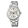 Casio Waterproof Stainless Steel Strap White Analog In Metallic