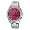 Casio Waterproof Stainless Steel Strap Wine Red Analog In Metallic